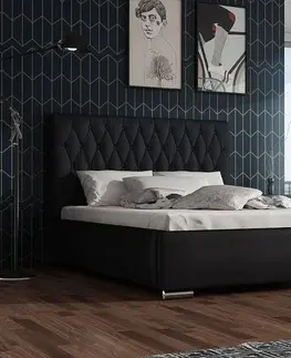 Postele Expedo Čalouněná postel REBECA + rošt + matrace, Siena01 s knoflíkem/Dolaro08, 180x200