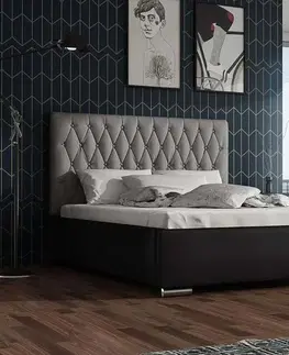 Postele Expedo Čalouněná postel REBECA + rošt + matrace, Siena04 s knoflíkem/Dolaro08, 180x200