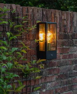 Venkovni nastenne svetlo Venkovní nástěnné svítidlo černé se zlatým senzorem světlo-tma - Rotterdam