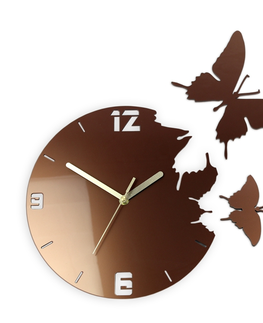 Nalepovací hodiny ModernClock 3D nalepovací hodiny Butterflies meděné