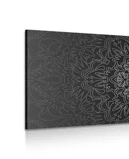 Černobílé obrazy Obraz ornamentální Mandala v černobílém provedení