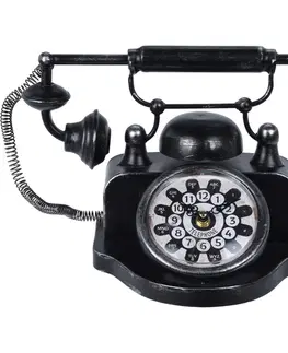 Hodiny  Stolní hodiny Old telephone, černá