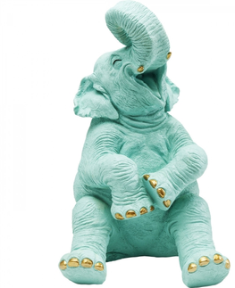 Pokladničky KARE Design Pokladnička Šťastný slon 39cm - tyrkysová