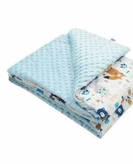 Dětské deky New Baby Dětská deka z Minky Medvídci modrá, 80 x 102 cm