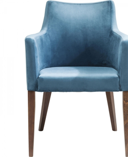 Jídelní židle KARE Design Modrá čalouněná židle s područkami Mode Velvet