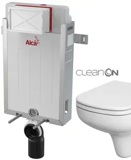 WC sedátka ALCADRAIN Renovmodul předstěnový instalační systém bez tlačítka + WC CERSANIT CLEANON COLOUR + SEDÁTKO AM115/1000 X CN1