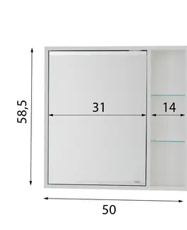 Koupelnová zrcadla HOPA Horní závěsná zrcadlová skříňka SÉVIS Rozměr A 50 cm, Rozměr B 14 cm, Rozměr C 58.5 cm OLNSEV50