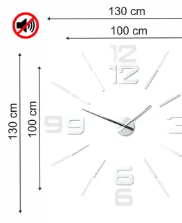 Nástěnné hodiny Velké bílé nalepovací hodiny 130 cm