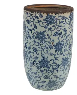 Dekorativní vázy Dekorativní keramická váza s modrými květy Tapp - Ø 16*25 cm Clayre & Eef 6CE1378