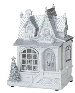 Svícny Bílý svítící vánoční domek -  12*16*21cm J-Line by Jolipa 96032
