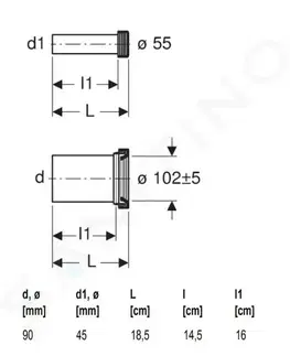 Koupelnové baterie GEBERIT Příslušenství Souprava připojovacích trubek pro závěsné WC, 90x185 mm 152.426.46.1