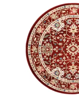 Kulaté a oválné koberce Červený kulatý koberec ve vintage stylu