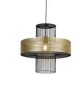 Zavesna svitidla Designová závěsná lampa zlatá s černou 50 cm - Tess