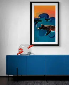 Motivy z naší dílny Plakát s paspartou moře plné ryb