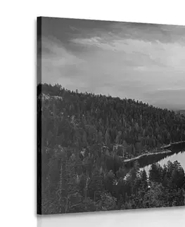 Černobílé obrazy Obraz jezero při západu slunce v černobílém provedení