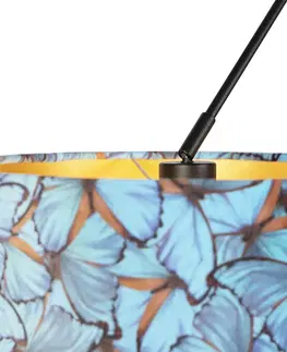 Zavesna svitidla Závěsná lampa se sametovými odstíny motýlů se zlatem 35 cm - Blitz II černá