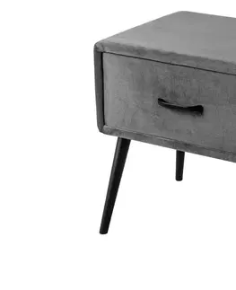 Noční stolky LuxD Designový noční stolek Violetta tmavě šedý samet