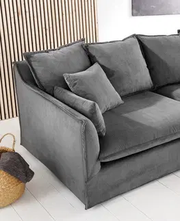 Luxusní a designové sedačky Estila Designová dvousedačka Heaven s šedým manšestrovým čalouněním 205 cm