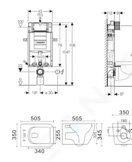 Záchody GEBERIT Kombifix Set předstěnové instalace, klozetu Arkas a sedátka softclose, tlačítko Sigma30, chrom SANI15CA1108