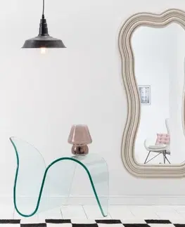 Luxusní a designová zrcadla Estila Asymetrické designové zrcadlo Swan s polyuretanovým rámem ve světle béžové barvě s kaskádovým efektem 100cm