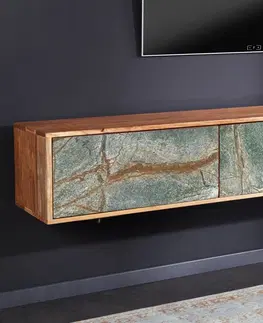 TV stolky LuxD Designový závěsný TV stolek Quillon 160 cm přírodní kámen