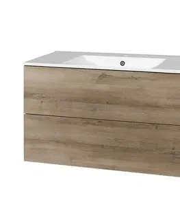 Koupelnový nábytek MEREO Aira, koupelnová skříňka s keramickým umyvadlem 101 cm, dub Halifax CN742