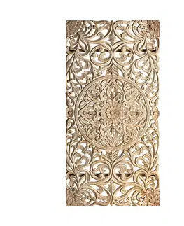Různé luxusní dekorace a doplňky Estila Orientální dekorativní panel Assam z teakového dřeva s ornamentálním florálním vyřezáváním 180cm