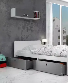 Postele BMS Dětská postel AREK | 80 x 200 cm barevné provedení: Grafit / bílé zásuvky