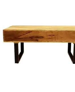 Konferenční stolky Konferenční stolek Manu s kovovýma nohama 110x45x60 z mangového dřeva