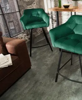 Barové židle LuxD Designová barová židle s područkami Giuliana 100 cm zelený samet