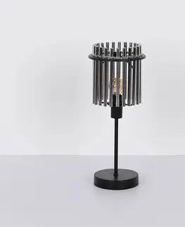 Stolní lampy Globo Stolní lampa Gorley, výška 37,5 cm, kouřově šedá, sklo/kov