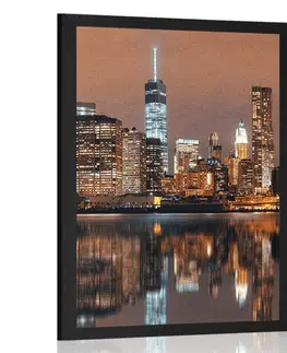 Města Plakát odraz Manhattanu ve vodě