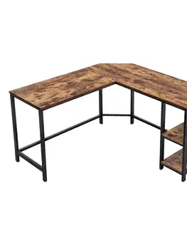 Psací stoly Rohový psací stůl Houseland SARAH hnědý/černý