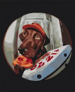 Zvířata Malování podle čísel pes s pizzou