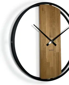 Nástěnné hodiny Kulaté dubové hodiny LOFT 3D