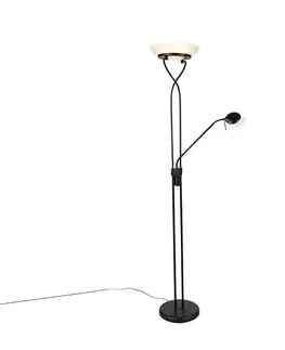 Stojaci lampy Stojací lampa černá včetně LED a stmívače s lampičkou na čtení stmívat do tepla - Empoli