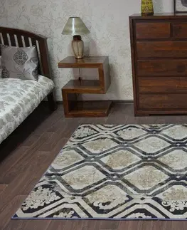 Koberce a koberečky Dywany Lusczow Kusový koberec DROP JASMINE 031 mlha / tmavě modrý, velikost 200x290