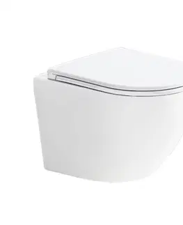 Koupelna MEREO WC závěsné kapotované, Smart Flush RIMLESS, 495x360x370, keramické, vč. sedátka CSS113S VSD82T1
