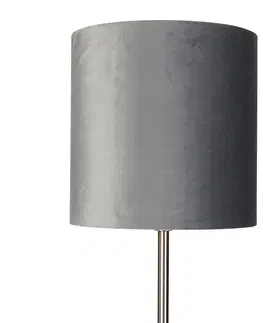 Stojaci lampy Moderní stojací lampa ocelová tkanina odstín šedá 40 cm - Simplo