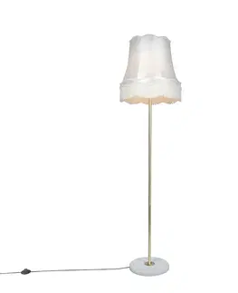 Stojaci lampy Retro stojací lampa mosaz s odstínem Granny krémová 45 cm - Kaso
