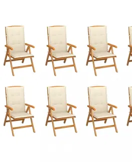 Zahradní židle Skládací zahradní židle s poduškami 8 ks teak / látka Dekorhome Červená