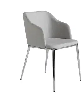Luxusní jídelní židle Estila Moderní jídelní židle Urbano šedá s chromovými nožičkami 79cm
