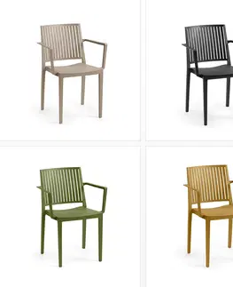 Zahradní židle a křesla Plastové křeslo s područkami HELSINKY (různé barvy) béžová