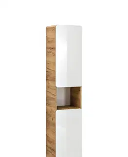 Koupelnový nábytek Comad Koupelnová závěsná skříňka vysoká Aruba 800 2D dub craft zlatý/bílý lesk