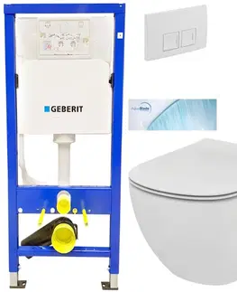 Záchody GEBERIT DuofixBasic s bílým tlačítkem DELTA50 + WC Ideal Standard Tesi se sedátkem SoftClose, AquaBlade  458.103.00.1 50BI TE1