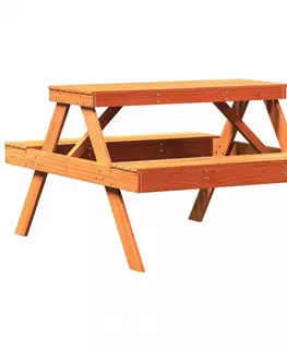 Grily Piknikový stůl voskově hnědý 105x134x75 cm masivní borové dřevo