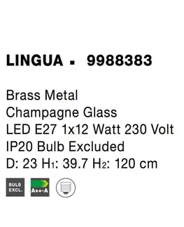 Designová závěsná svítidla NOVA LUCE závěsné svítidlo LINGUA mosazný kov šampaň sklo E27 1x12W 230V IP20 bez žárovky 9988383