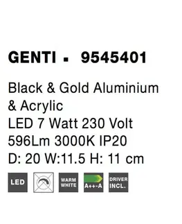 Designová nástěnná svítidla NOVA LUCE nástěnné svítidlo GENTI černý a zlatý hliník a akryl LED 1x7W 230V 3000K IP20 9545401