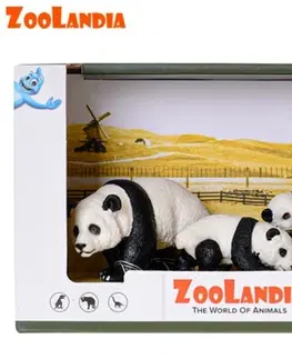 Hračky MIKRO TRADING - Zoolandia samec a samice pandy s mláďaty v krabičce