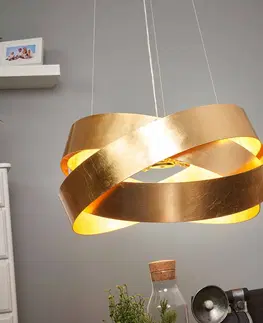 Závěsná světla Marchetti Závěsné svítidlo Pura s plátkovým zlatem, 60 cm, 8x G9